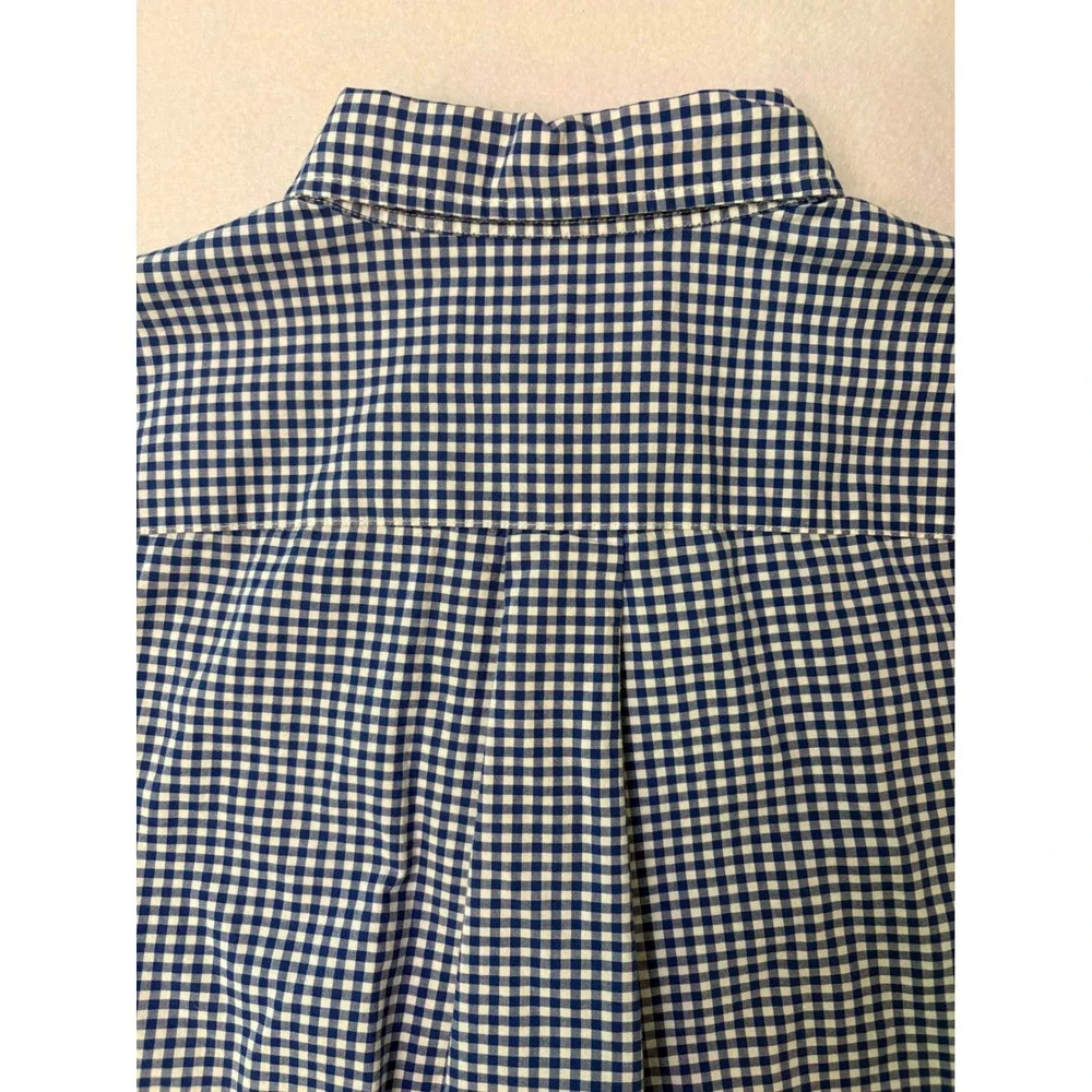 Ralph Lauren Boys XL 18-20 Blue Gingham Natural Stretch Button Down Shirt Pony
